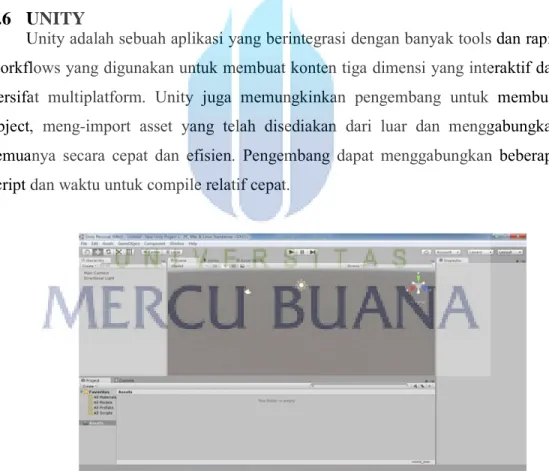 Gambar 4 : Tampilan Awal Software Unity 