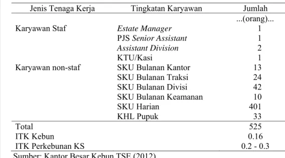 Tabel 3. Komposisi Jumlah Tenaga Kerja TSE 