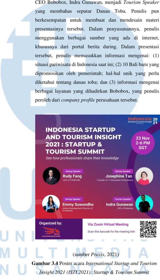 Gambar 3.4 Poster acara International Startup and Tourism  Insight 2021 (ISTI 2021): Startup &amp; Tourism Summit 