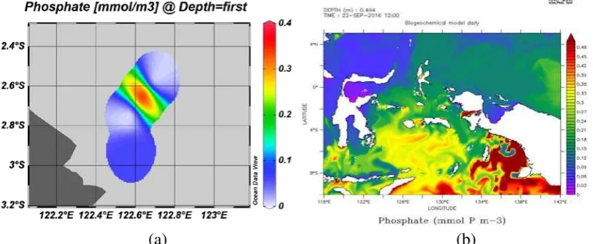 Gambar 6 (a) Variabilitas fosfat hasil pengukuran pada bulan September 2016  (b) 