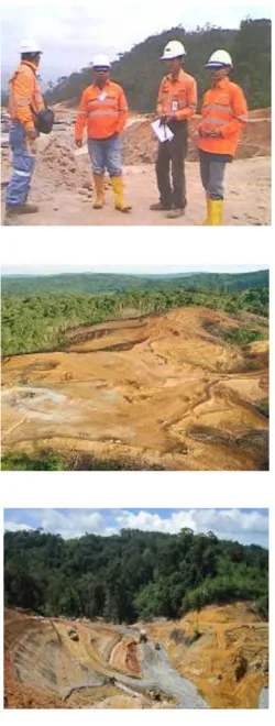 FOTO  1,2,3,4  Peninjauan dan situasi  lapangan fase eksploitasi dan  kontruksi  tambang emas PT