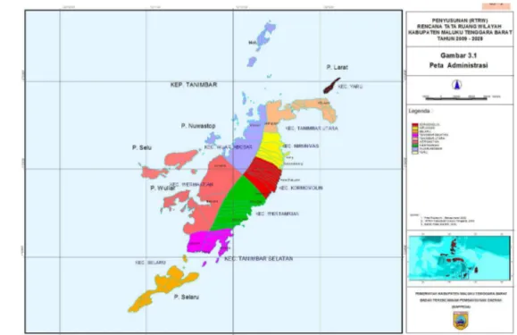 Gambar 4.4. Peta Wilayah Administrasi Kabupaten Maluku Tenggara Barat 