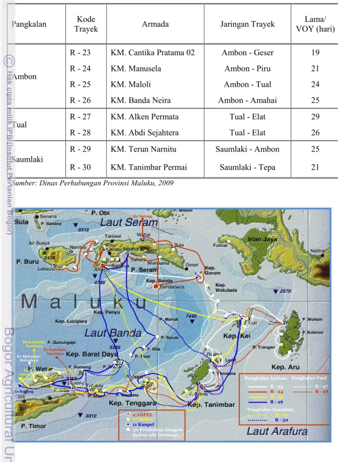 Tabel 4.6.  Jaringan Trayek Angkutan Laut Perintis Maluku, Tahun 2008 