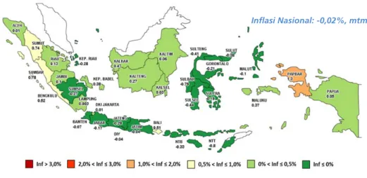 Gambar 2.1 Peta Sebaran Inflasi IHK (%, mtm) 
