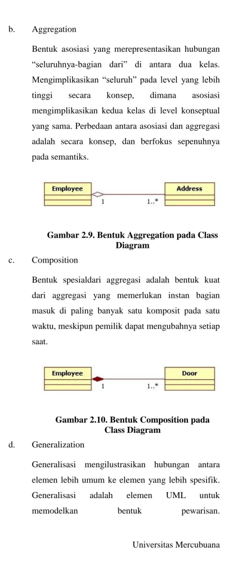 Gambar 2.9. Bentuk Aggregation pada Class  Diagram 