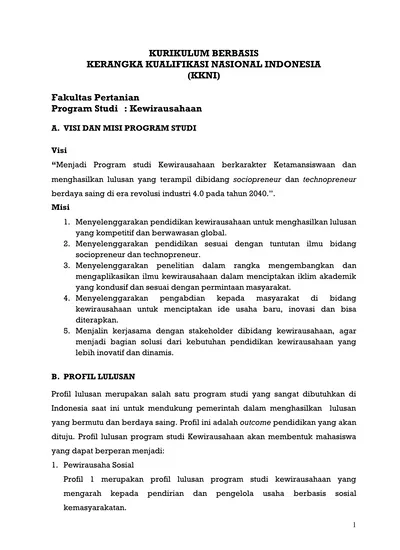 KURIKULUM BERBASIS KERANGKA KUALIFIKASI NASIONAL INDONESIA (KKNI)