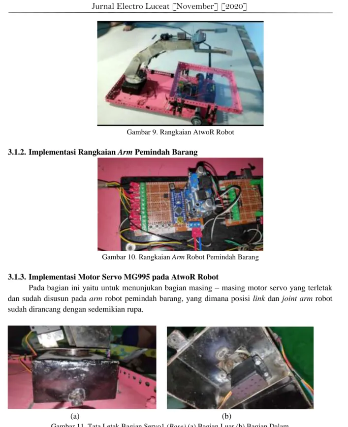 Gambar 9. Rangkaian AtwoR Robot  3.1.2. Implementasi Rangkaian Arm Pemindah Barang 