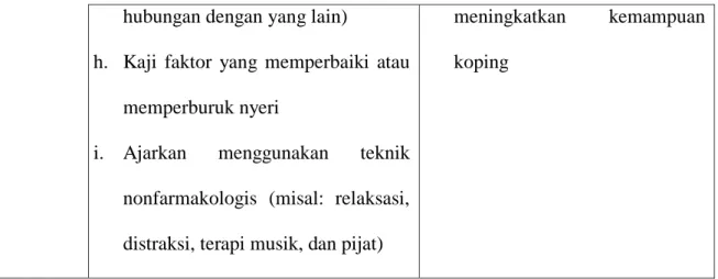 Tabel 2. Perencanaan tindakan keperawatan dengan diagnosa hambatan         mobilitas fisik berhubungan dengan keterbatasan pergerakan         fisik  ekstremitas bawah, nyeri