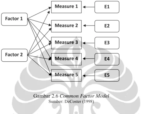 Gambar 2.6 Common Factor Model  Sumber: DeCoster (1998) 