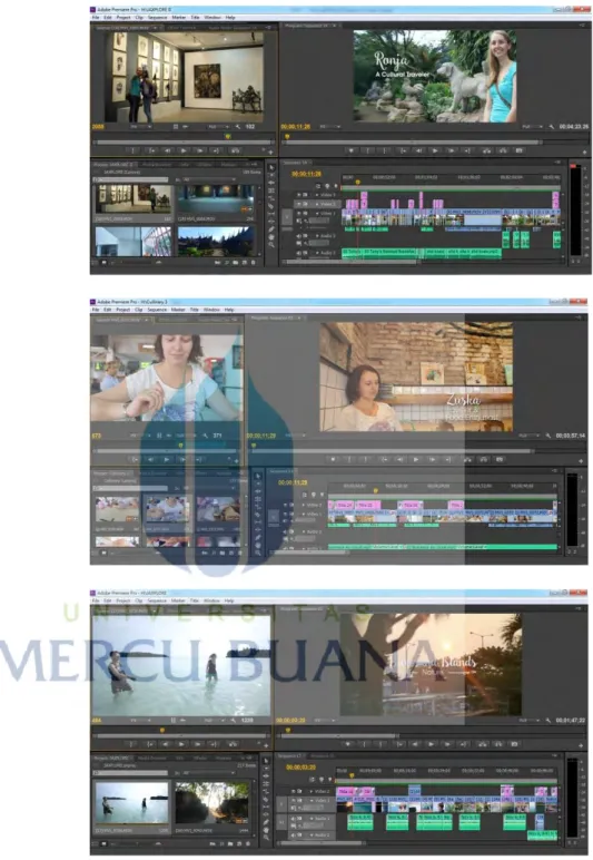 Gambar 4.7 Editing tiga video series Jaxplore (Adobe  Premiere Pro CS6) 