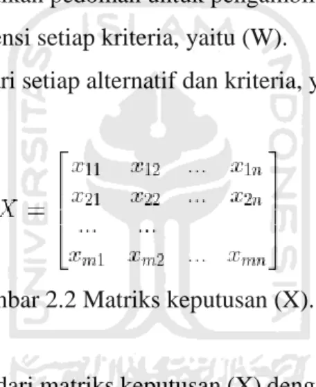 Gambar 2.2 Matriks keputusan (X). 