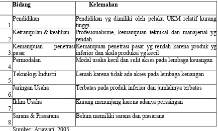 Tabel 2.1. Klasifikasi Kelemahan UKM 