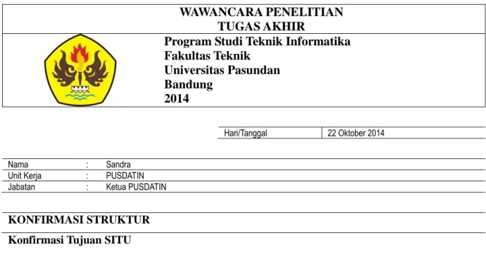 Tabel B.3. Konfirmasi Fitur SITU 