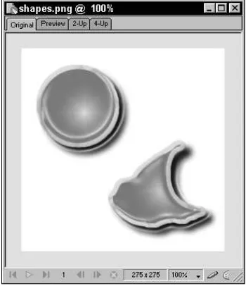 Figure 1-3: Change the shape of a Fireworks object, and the bitmap fill, stroke, and other properties are recalculated and reapplied.