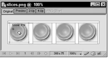 Figure 1-8: You draw the slice objects and Fireworks will do the cutting — and add the HTML.