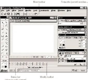 Figure 2-2: The Windows version of Fireworks has additional toolbars and uses a multiple document interface.