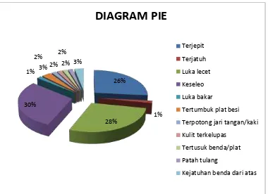 Gambar 4 : Diagram Pie kecelakaan akibat kerja pada PT. Industri 