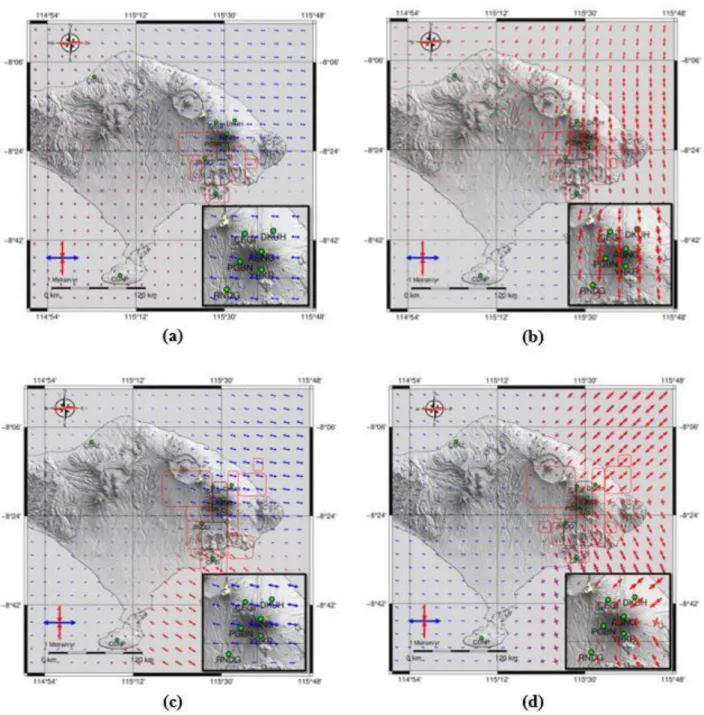 Gambar 4. Plotting Regangan pada (a) Periode 1, (b) Periode 2, (c) Periode 3, dan (d) Periode 4
