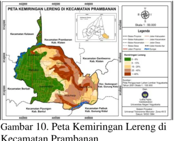 Gambar 11. Peta Tingkat Kerapatan  Vegetasi di Kecamatan Prambanan  g.  Curah Hujan 
