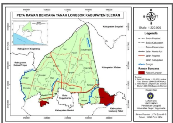 Gambar 1. Peta Rawan Bencana Tanah  Longsor Kabupaten Sleman 