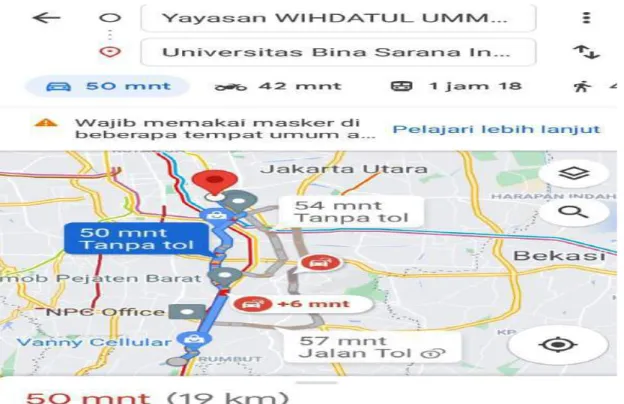 Gambar 1  Google Map Yayasan Wihdatul Ummah 