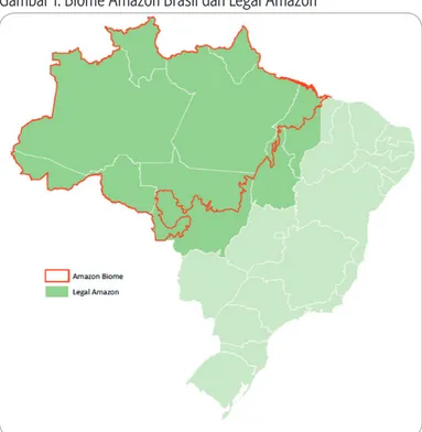 Gambar 1: Biome Amazon Brasil dan Legal Amazon