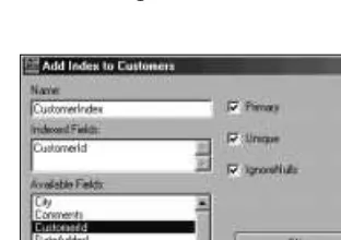 Figure 30-10: Adding an index to a table.