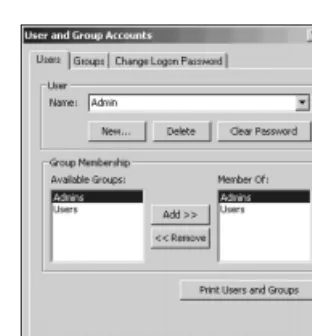 Figure 30-11: Displaying the User and Group Accounts dialog box.