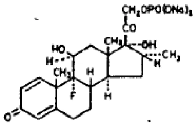 Gambar 2.1 Rumus bangun deksametason natrium fosfat  Rumus Molekul  :   C 22 H 28 FNa 2 O 8 P 