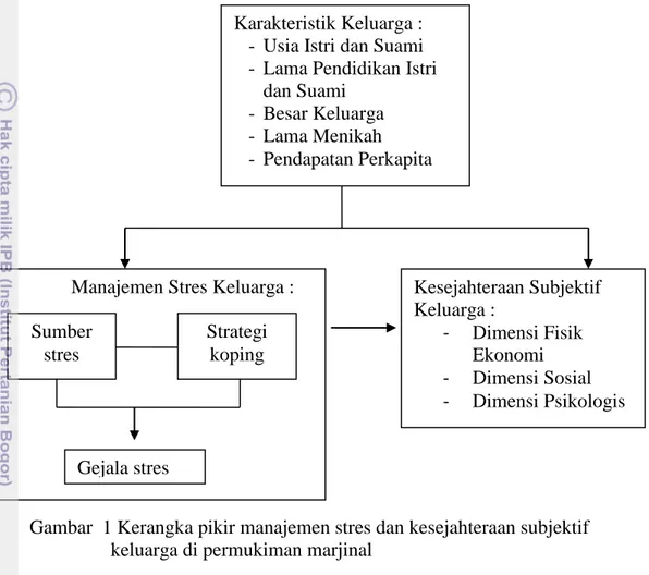 Gambar  1 Kerangka pikir manajemen stres dan kesejahteraan subjektif  keluarga di permukiman marjinal 