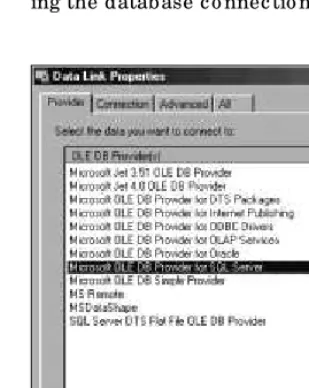 Figure 9-3: Setting Data Link properties for a Connection object
