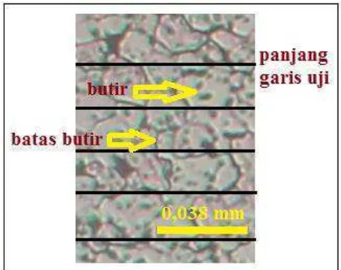 Gambar 3.6 Contoh Gambar struktur morfologi (butir dan batas butir) suatu material, untuk menentukan ukuran diameter butir