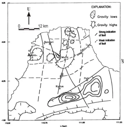 Gambar 2.7 Peta kelurusan berdasarkan anomali Bouguer regional (NTT, 2000).  