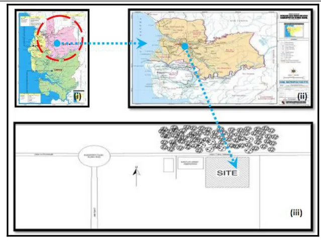 Gambar 1: Peta Satuan Wilayah Pengembang, (ii) Peta Kab.Kubu Raya, (iii) Peta Lokasi Perancangan 