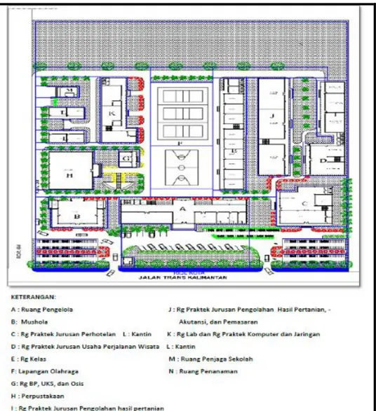 Gambar 14: Site Plan Gedung SMK Negeri di Kecamatan Ambawang Kabupaten Kubu Raya 