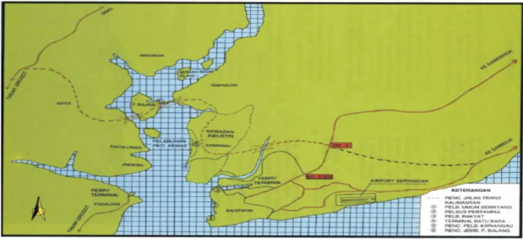 Gambar IV-3  Peta Lokasi Pelabuhan Balikpapan  i.  Posisi Dan Wilayah Kerja Pelabuhan 