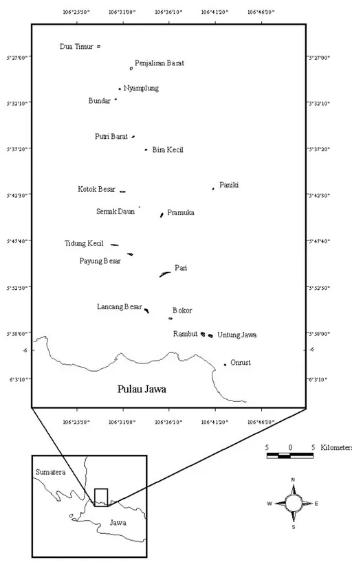 Gambar 1  Peta lokasi penelitian di Kepulauan Seribu 
