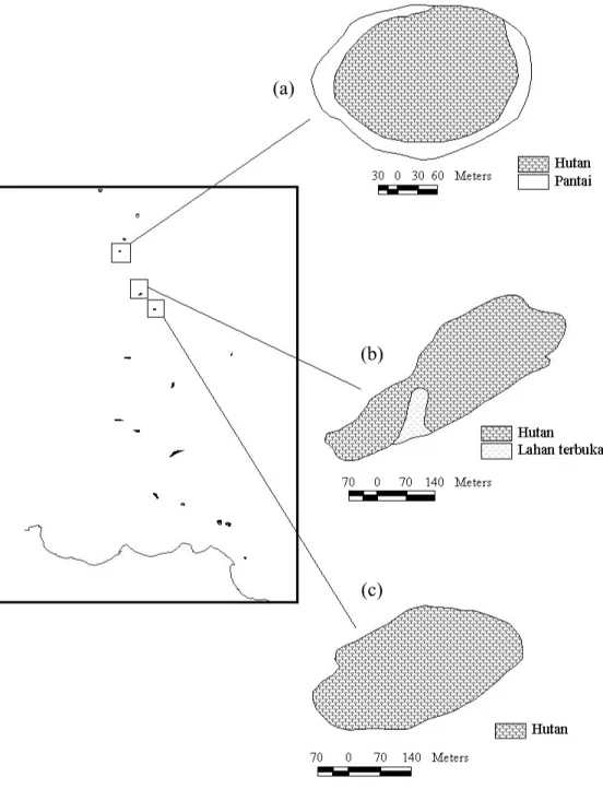 Gambar 8  Jenis penggunaan lahan dan bentuk pulau-pulau di Kepulauan Seribu; 