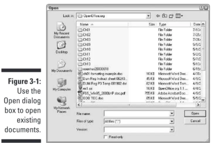 Figure 3-1: Use the Open dialog box to open existing documents.