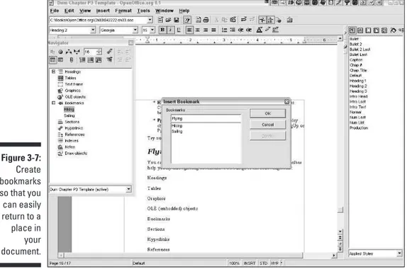 Figure 3-7: Create bookmarks so that you can easily return to a place in your document.