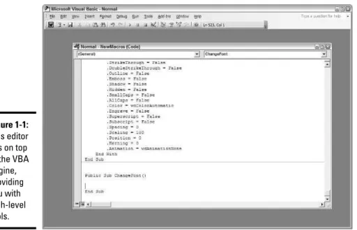 Figure 1-1: This editor sits on top of the VBA engine, providing you with high-level tools.