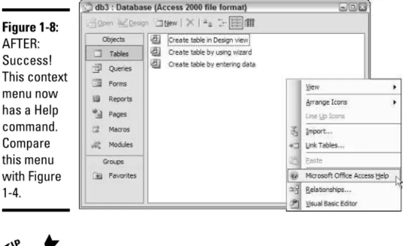 Figure 1-8: AFTER: Success! This context menu now has a Help command. Compare this menu with Figure 1-4.