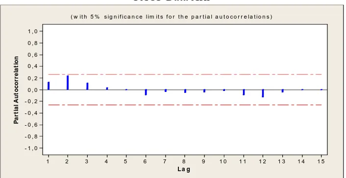 Gambar 3.4  Fungsi Autokorelasi Parsial (PACF) Data Asli  