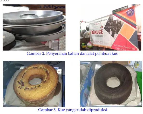 Gambar 2. Penyerahan bahan dan alat pembuat kue 