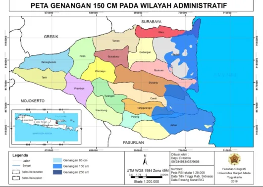 Gambar 2 Peta Genangan pada Aministratif Kabupaten Sidoarjo 