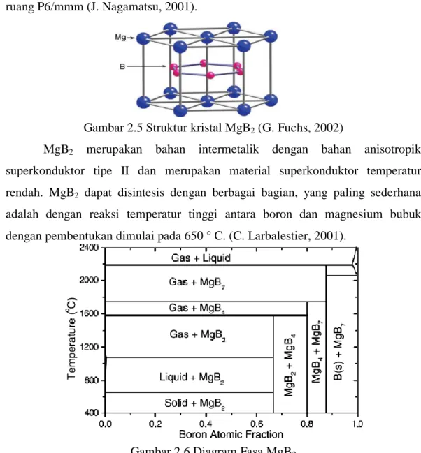 Gambar 2.5 Struktur kristal MgB 2  (G. Fuchs, 2002) 