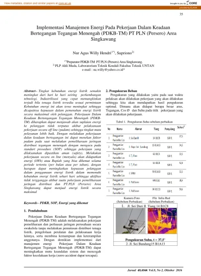 Implementasi Manajemen Energi Pada Pekerjaan Dalam Keadaan Bertegangan ...