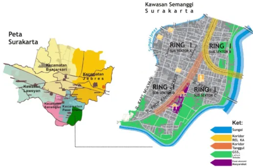 Gambar 1.1 Peta Kota Surakarta dan Kawasan Semanggi. 