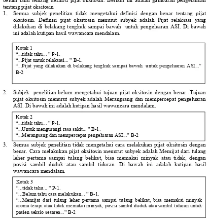 Tabel 1 Karakteristik Subjek Informan untuk 