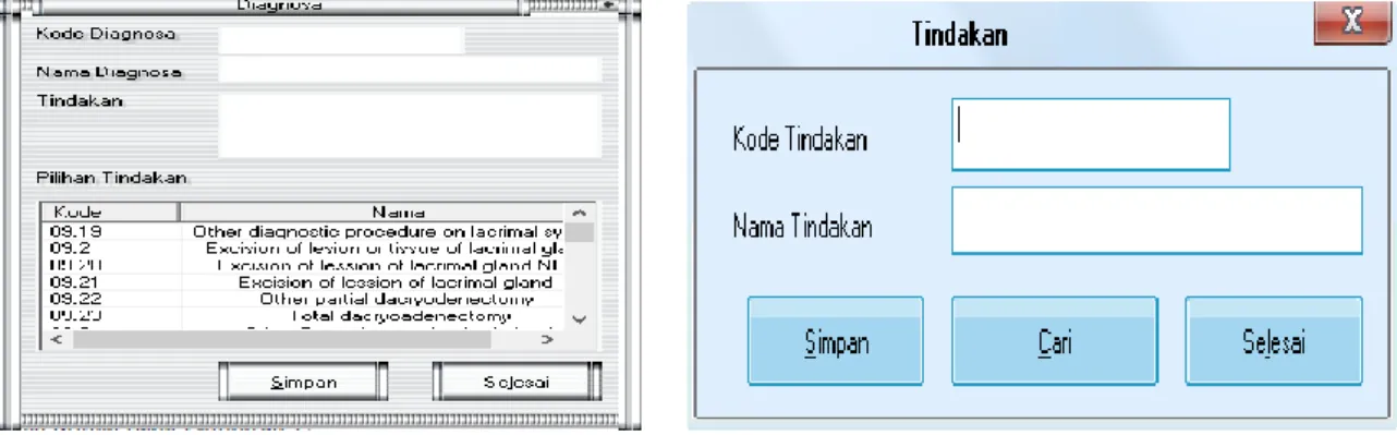 Gambar 1. Input Diagnosa  Gambar 2. Input Tindakan 